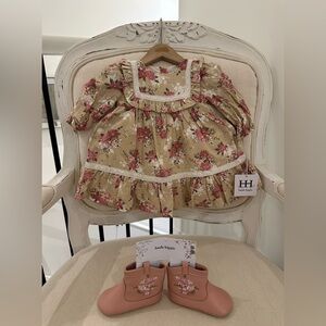 🐎 0~3 Mth Haute Hippie Western Floral Baby Dress & Baby Cowboy Booties NWT